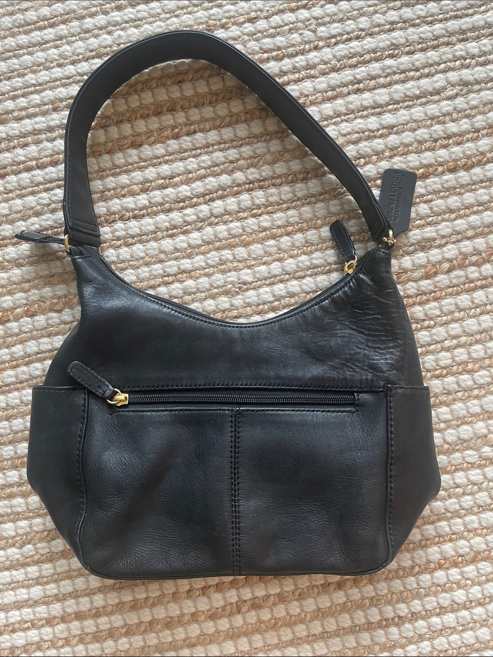 Genuine Leather Black Shoulder Bag One Strap lightweight